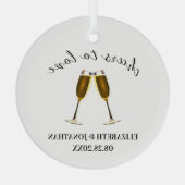 Proost Op De Liefde Champagne Glazen Glas Ornament (Achterkant)