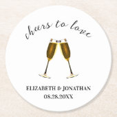 Proost Op De Liefde Champagne Glazen Ronde Kartonnen Onderzetter (Voorkant)