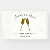 Proost Op De Liefde Champagne Glazen Spandoek (Horizontaal)