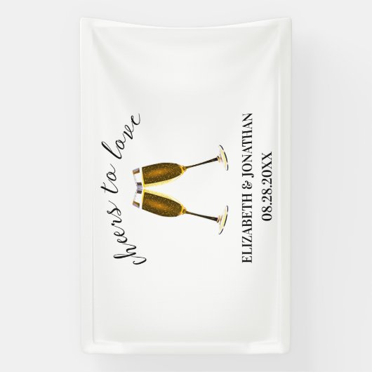 Proost Op De Liefde Champagne Glazen Spandoek (Verticaal)