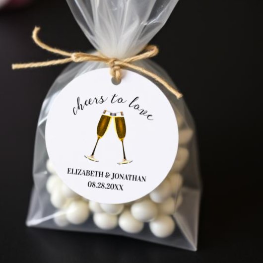 Proost op de liefde champagneglazen bedankjes labels