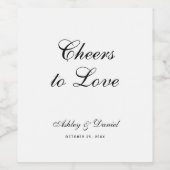 Proost op de Liefde Eenvoudig Script Zwart & Wit T Wijn Etiket (Enkel label)