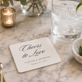 Proost op de Liefde Eenvoudige Elegante Ivoren Bru Kartonnen Onderzetters