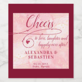 Proost op de liefde Elegant Script Bourgondië brui Wijn Etiket (Enkel label)