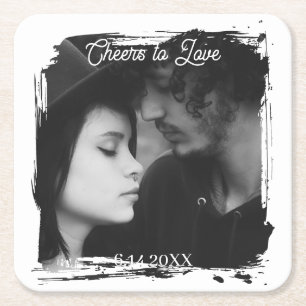 Proost op de Liefde Foto Sjabloon Trouwen Kartonnen Onderzetters