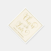 Proost op de liefde Gold Ivory Wedding Monogram Servetten (Hoek)