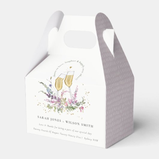 Proost op de Liefde Gouden Wijn Glazen Bloemige Br Bedankdoosjes (Achterkant)