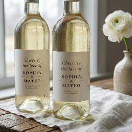 Proost Op De Liefde Klassieke Elegante Witte Bruil Wijn Etiket