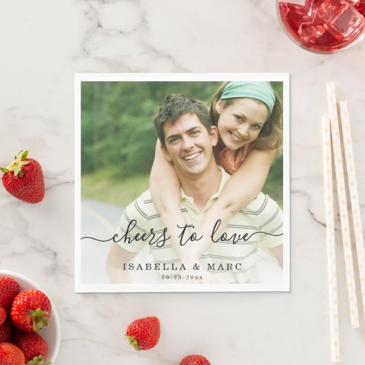 Proost op de liefde met foto bruiloft servet (Insitu)