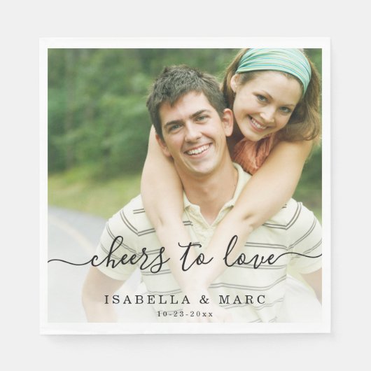 Proost op de liefde met foto bruiloft servet (Voorkant)