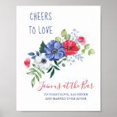 Proost op de liefde Rood Wit en Blauw Bloemstuk Ba Poster (Voorkant)