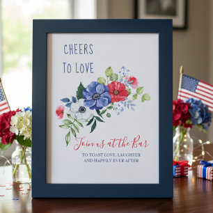 Proost op de liefde Rood Wit en Blauw Bloemstuk Ba Poster
