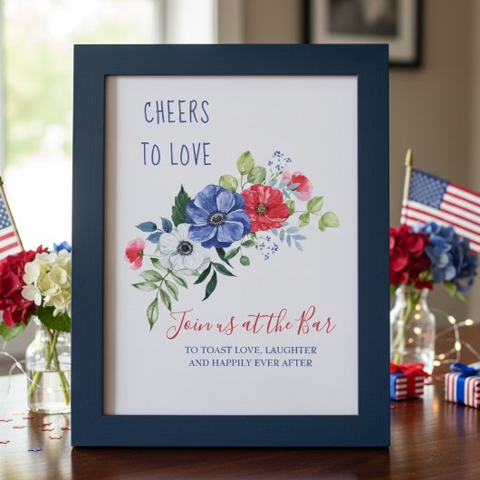 Proost op de liefde Rood Wit en Blauw Bloemstuk Ba Poster