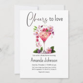 Proost op de Liefde Roze Bloemige Bruids-Shower Kaart (Voorkant)