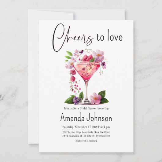 Proost op de Liefde Roze Bloemige Bruids-Shower Kaart (Voorkant)