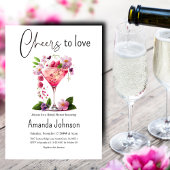 Proost op de Liefde Roze Bloemige Bruiloft Feest Kaart