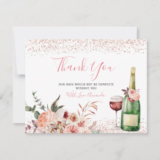 Proost op de Liefde Roze Roze Bruiloft Borrel Bedankkaart (Voorkant)