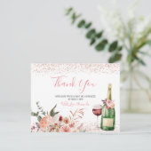 Proost op de Liefde Roze Roze Bruiloft Borrel Bedankkaart (Staand voorkant)