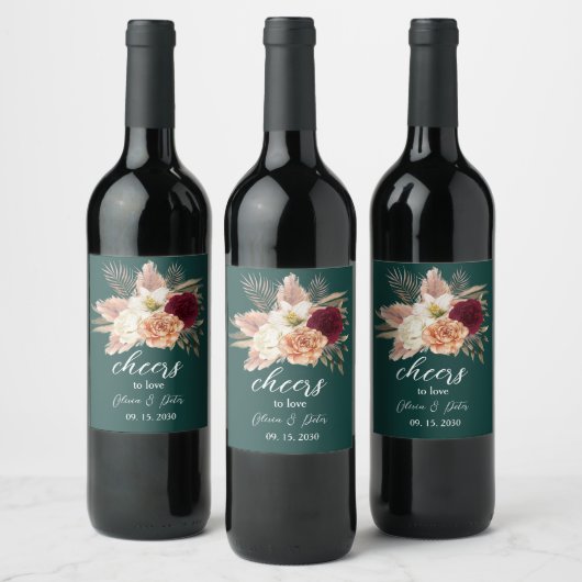 Proost op de Liefde Smaragd Bruiloft Etiket (Flessen)