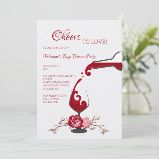 Proost op de Liefde Uitnodiging voor Valentijnsdin (Staand voorkant)