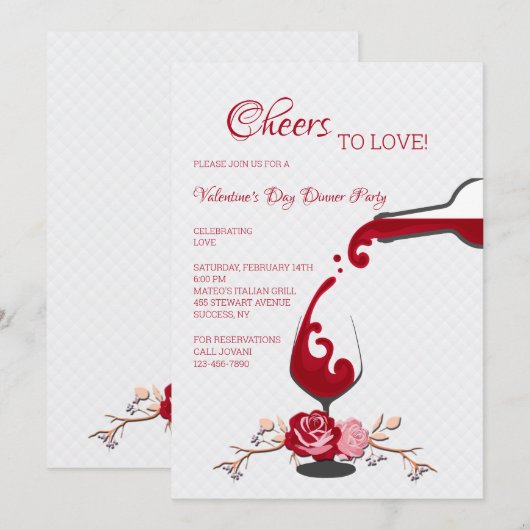 Proost op de Liefde Uitnodiging voor Valentijnsdin (Voorkant / Achterkant)