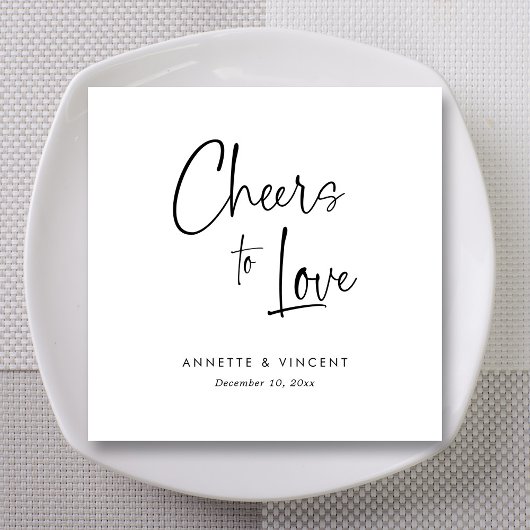 Proost op de Liefde Unieke Handlettering Trouwfees Servet