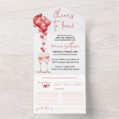 Proost op de Liefde Valentijnsharten Bruidsmeisjes All In One Uitnodiging (Binnen)