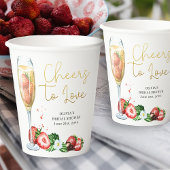 Proost op de liefde voor aardbei en champagne papieren bekers