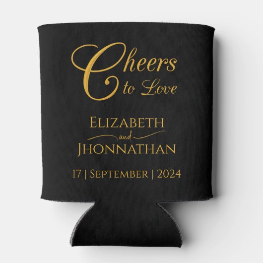 Proost op de liefde voor Minimal Black & Gold Scri Blikjeskoeler (Achterkant)