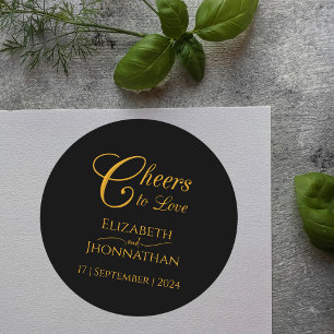 Proost op de liefde voor Minimal Black & Gold Scri Ronde Sticker