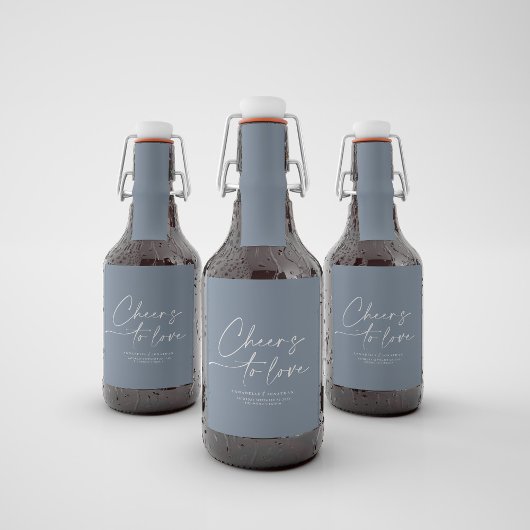 Proost op de liefde voor modern blauw minimal scri likeurfles etiket