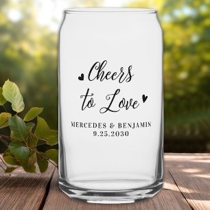 Proost op de liefde voor moderne elegante harten b blikvorm glas