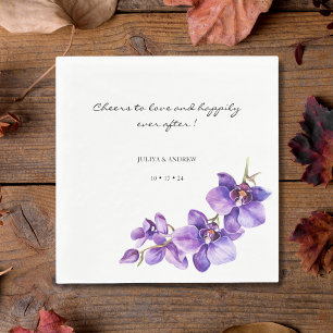 Proost op de liefde voor orchidee bruiloft servett servet