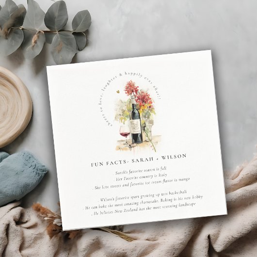 Proost op de liefde voor wijn Floral Wedding Fun F Servet