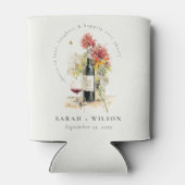 Proost op de liefde voor wijn Rood Geel Bloemen Br Blikjeskoeler (Achterkant)