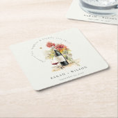 Proost op de liefde voor wijn Rood Geel Bloemen Br Kartonnen Onderzetters (Schuin)