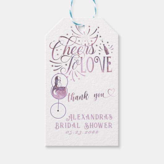 Proost Op De Liefde Wijnproeverij Elegante Bruidsd Cadeaulabel (Voorkant)