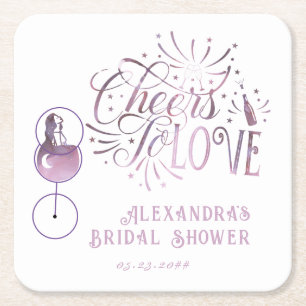 Proost op de liefde Wijnproeverij Elegante Bruidsd Kartonnen Onderzetters