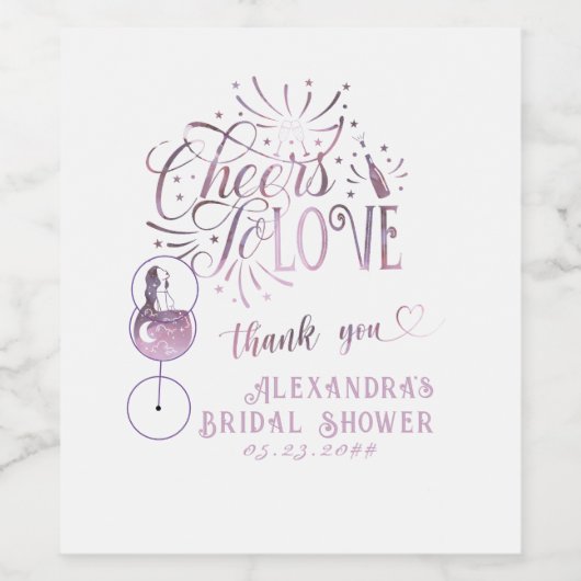 Proost Op De Liefde Wijnproeverij Elegante Bruidsd Wijn Etiket (Enkel label)