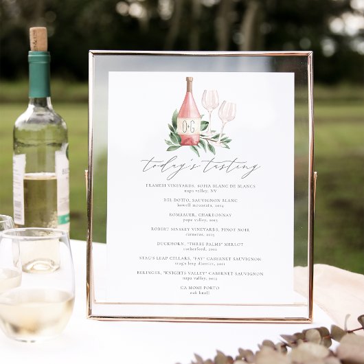 Proost op de Liefde Wijnproeverij Menu Bord Poster