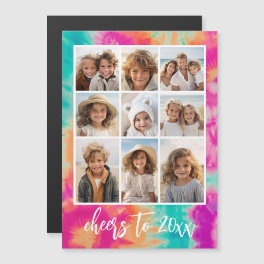 Proost op de New Year Stropdas-Dye Blauwgroen 70s  (Voorkant / Achterkant)