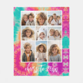 Proost op de New Year Stropdas-Dye Blauwgroen 70s  Fleece Deken (Voorkant)