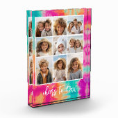 Proost op de New Year Stropdas-Dye Blauwgroen 70s  Fotoblokken (Links)