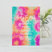 Proost op de New Year Stropdas-Dye Blauwgroen 70s Kaart (Staand voorkant)