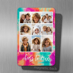 Proost op de New Year Stropdas-Dye Blauwgroen 70s  Magneet