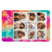 Proost op de New Year Stropdas-Dye Blauwgroen 70s  Magneet (Horizontaal)