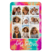 Proost op de New Year Stropdas-Dye Blauwgroen 70s  Magneet (Verticaal)