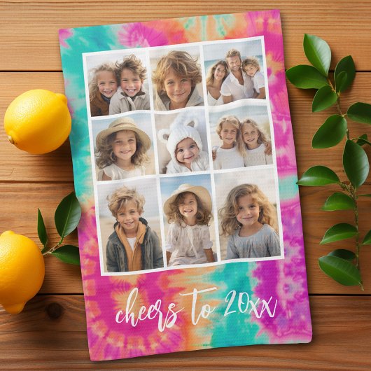 Proost op de New Year Stropdas-Dye Blauwgroen 70s  Theedoek