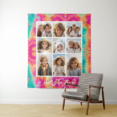 Proost op de New Year Stropdas-Dye Blauwgroen 70s  Wandkleed (In situ)