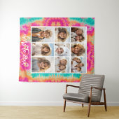 Proost op de New Year Stropdas-Dye Blauwgroen 70s  Wandkleed (In Situ (horizontaal))